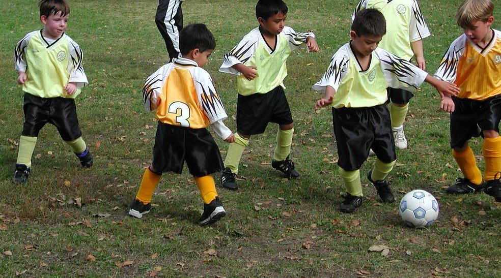 Group of young children at soccer practice
